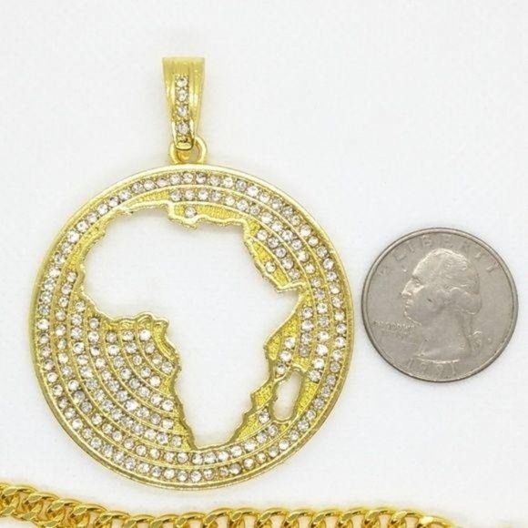 Men's Gold Plated Map Of Africa Cut Out - Picture 3 of 6